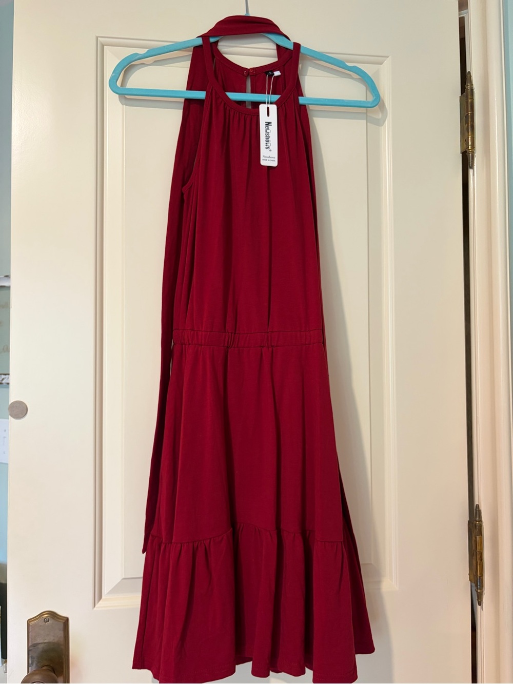 NWT Newshows Sleeveless Knee-Length Red Halter Dress Size S